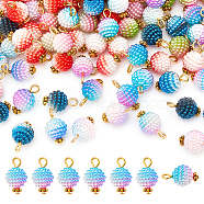 100Pcs Imitation Pearl Acrylic Pendants, Tibetan Style Alloy Daisy Spacer Beads, Mixed Color, 15x10mm, Hole: 2.5mm(FIND-AR0004-61)