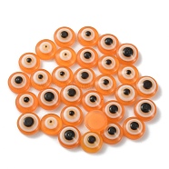 Flat Round with Evil Eye Resin Cabochons, Dark Orange, 7.5x3~3.5mm(CRES-CJC0001-39)