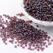 Round Trans. Colors Rainbow Glass Seed Beads, Misty Rose, 
Size: about 2mm in diameter, hole:1mm, about 3306pcs/50g(X-SEED-A007-2mm-176)