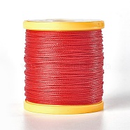 Round Waxed Polyester Cord, Micro Macrame Cord, Leather Sewing Thread, for Bracelets Jewelry Making, Beading Crafting Macrame, Red, 0.65mm, about 164.04 yards(150m)/roll(YC-E004-0.65mm-N601)