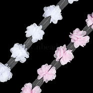 9~10 Yards 2 Colors 3D Organza Flower Trimming, Costume Accessories, For Party Wedding Decoration, Mixed Color, 50~60mm, 4.5~5 yards/color(FIND-GF0004-50)