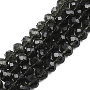 Glass Beads Strands, Faceted, Rondelle, Gray, 10x8mm, Hole: 1mm, about 63~65pcs/strand, 49~50cm(EGLA-A034-T10mm-D16)
