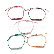 Natural & Synthetic Mixed Stone Rondelle Braided Bead Bracelet, Adjustable Bracelet, Inner Diameter: 3/8~3-3/8 inch(1~8.5cm)(BJEW-JB10018)