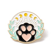Cat Paw Print Enamel Pin, Flat Round Alloy Badge for Backpack Clothes, Golden, Colorful, 27.1x30.5x1.5mm, Pin: 1mm(JEWB-H008-36G)