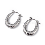 304 Stainless Steel Flower Hoop Earrings for Women, Stainless Steel Color, 22.5x17x3.5mm, Pin: 0.6mm(EJEW-I284-14P)