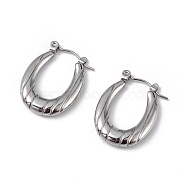 Non-Tarnish 304 Stainless Steel Flower Hoop Earrings for Women, Stainless Steel Color, 22.5x17x3.5mm, Pin: 0.6mm(EJEW-I284-14P)