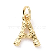 Brass Pendants, with Jump Ring, Golden, Letter Charm, Letter A, 12x10x2mm, Hole: 3mm(KK-K165-04A)