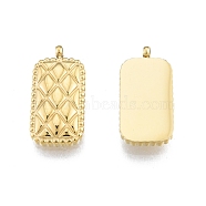 Ion Plating(IP) 304 Stainless Steel Pendants, Rectangle with Rhombus , Real 14K Gold Plated, 18.5x9x2.5mm, Hole: 1.6mm(STAS-T060-32G)