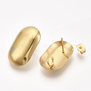 304 Stainless Steel Stud Earring Findings, with Loop and Ear Nuts/Earring Backs, Oval, Golden, 23.5x14.5mm, Hole: 4mm, Pin: 0.7mm(X-STAS-S079-58A)