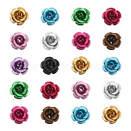 50Pcs 10 Colors Aluminum Beads, Frosted, Long-Lasting Plated, 5-Petal Flower, Mixed Color, 7.5~8x5mm, Hole: 1mm, 5pcs/color(ALUM-YW0001-06A)