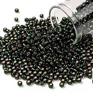 TOHO Round Seed Beads, Japanese Seed Beads, (2209) Silver Lined Dark Emerald, 8/0, 3mm, Hole: 1mm, about 1110pcs/50g(SEED-XTR08-2209)