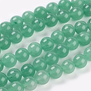 Natural Green Aventurine Beads Strands, Round, Light Green, 10mm, Hole: 1mm, about 19pcs/strand, 7.8 inch(X-G-G099-10mm-17)