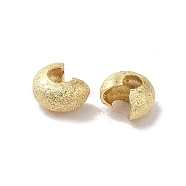Brass Crimp Beads Covers, Real 24K Gold Plated, 4x2.5mm, Hole: 1.5mm(FIND-Z039-07A-G)