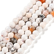 Natural Agate Beads Strands, Dyed & Heated, Faceted, Round, WhiteSmoke, 10mm, Hole: 0.8mm, about 37pcs/strand, 14.96''(38cm)(G-M437-A01-01D)