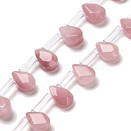 Dyed, Natural Strawberry Quartz Beads Strands, Faceted, Teardrop, Top Drilled, 9x6x4mm, Hole: 0.8mm, about 30~32pcs/strand, 16.54''(42cm)(G-Q167-A17-02)