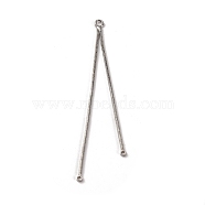 Brass Square Snake Chain Big Pendants, Tassel, Platinum, 69x2x1mm, Hole: 2mm & 1~1.2mm(KK-G510-09P)