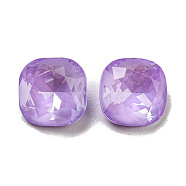 Glass Rhinestone Cabochons, Point Back & Back Plated, Faceted, Square, Purple Velvet, 10x10x5mm(RGLA-G021-04B-183DE)