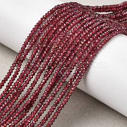 Natural Garnet Beads Strands, Rondelle, Faceted, 2x1mm, Hole: 0.5mm, about 380pcs/strand, 14.96''(38cm)(G-RM241221-T1)