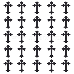 Cross Shape Iron On Patches, Stick On Patch, Costume Accessories, Appliques, Black, 103x73x1mm(PATC-WH0001-100)