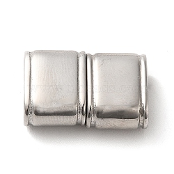 304 Stainless Steel Magnetic Clasps with Glue-in Ends, 2-Hole, Rectangle, Stainless Steel Color, 19.5x13x7mm, Hole: 5mm(STAS-P325-02P)