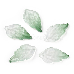 Baking Painted Transparent Glass Petal Beads, Gradient Color, Peony Leaf, Sea Green, 29.5x16x3.5mm, Hole: 1~1.2mm, about 980~1000pcs/set(DGLA-N004-07)