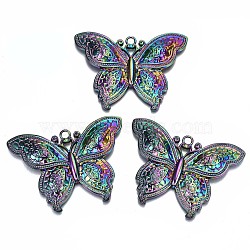 Alloy Big Pendants, Cadmium Free & Lead Free, Butterfly, Rainbow Color, 53.5x71x8mm, Hole: 4mm(X-PALLOY-N156-028-RS)
