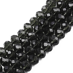 Glass Beads Strands, Faceted, Rondelle, Gray, 10x8mm, Hole: 1mm, about 65~66pcs/strand, 20.8~21.2 inch(53~54cm)(EGLA-A034-T10mm-D16)