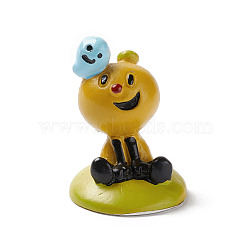 Halloween Theme Mini Resin Home Display Decorations, Pumpkin Character with Ghost, Gold, 26.5x36.5mm(DJEW-B005-14)