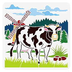 PET Hollow Out Drawing Painting Stencils, for DIY Scrapbook, Photo Album, Cattle Pattern, 300x300mm(DIY-WH0418-0043)