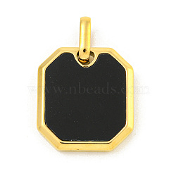 Ion Plating(IP) 304 Stainless Steel Pendants, with Black Acrylic, Octagon Charm, Golden, 20x18x3mm, Hole: 3x5mm(STAS-F307-08G)