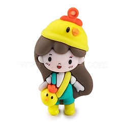 The 12 Chinese Zodiac Girl Doll PVC Plastic Pendants, Chick, 58.5x29x22mm, Hole: 3mm(KY-S172-16J)