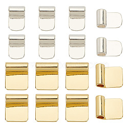 16Pcs 2 Styles Rack Plating Brass Glue-on Flat Pad Bails, Golden & Silver, 16.5~18x11~15.5mm, Hole: 4.5mm, 8pcs/style(KK-AR0004-15)