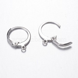 304 Stainless Steel Leverback Earring Findings, with Loop, Stainless Steel Color, 14.5x12x2mm, Hole: 1mm, Pin: 0.7mm(X-STAS-G059-19)