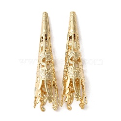 Brass Bead Cones, Real 24K Gold Plated, 40.5x8.5mm, Hole: 1.2mm(KK-P259-01G)