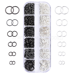 Iron Open Jump Rings, Mixed Color, 4~10x0.7~1mm, Inner Diameter: 2.6~8mm, 1036pcs/set(IFIN-YW0003-83A-NF)