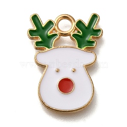 Christmas Theme Alloy Enamel Pendants, Cadmium Free & Lead Free, Golden, Deer, 20x15x1.5mm, Hole: 2.5mm(FIND-I040-01C)