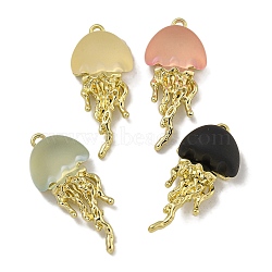 Rack Plating Alloy Pendants, with Glass, Lead Free & Cadmium Free & Nickel Free, Jellyfish Charms, Golden, 27.5x12x8mm, Hole: 1.4mm(PALLOY-F312-23G)