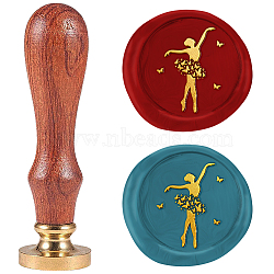 Wax Seal Stamp Set, Sealing Wax Stamp Solid Brass Head,  Wood Handle Retro Brass Stamp Kit Removable, for Envelopes Invitations, Gift Card, Human, 83x22mm, Stamps: 25x14.5mm(AJEW-WH0208-1203)