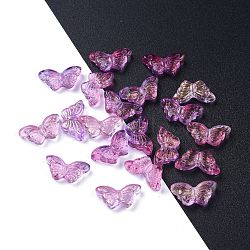 Electroplate Transparent Glass Beads, with Glitter Powder, Butterfly, Medium Orchid, 14.5x8x3.5mm, Hole: 0.8mm(X-EGLA-L027-E-B04)