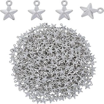 SUPERFINDINGS 400Pcs Plating ABS Plastic Pendants, Star, Platinum, 16.5x13.5x5mm, Hole: 2mm