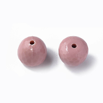 Opaque Acrylic Beads, Faceted, Teardrop, Pale Violet Red, 15x14.5mm, Hole: 2mm, about 243pcs/500g
