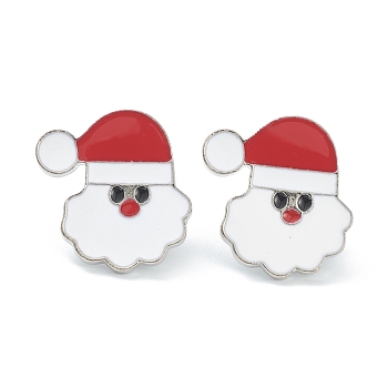 Christmas Themed Alloy Enamel Brooches, Enamel Pin, with Clutches, Santa Claus, Colorful, 24.5x24x10mm, Pin: 1mm