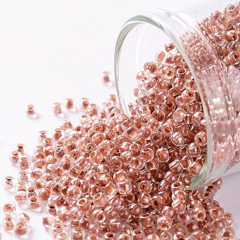 TOHO Round Seed Beads, Japanese Seed Beads, (784) Inside Color AB Crystal/Sandstone Lined, 11/0, 2.2mm, Hole: 0.8mm, about 1110pcs/10g