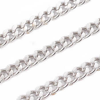 Iron Cuban Link Chains, Chunky Chains, Unwelded, with Spool, Oval, Platinum, 5x4x1mm, about 164.04 Feet(50m)/roll
