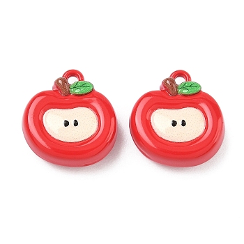 Baking Paint Alloy Charms, Apple Charms, Red, 13.5x12.5x5.5mm, Hole: 1.2mm