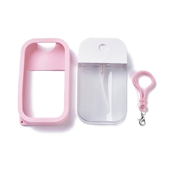 Empty Portable Plastic Spray Bottles, Refillable Bottles, Fine Mist Atomizer, with Silicone Case and Lobster Clasp, Rectangle, Pink, 17x6.1cm, Capacity: 50ml(1.69 fl. oz)