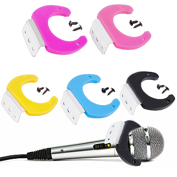 5 Sets 5 Colors Silicone Wall Mounted Rack for Handheld Wireless Microphone, Heart Pattern Microphone Holder Bracket for KTV, Conference Room, with Screws, Mixed Color, 68.5x77x30mm, Inner Diameter: 48.5mm, 1 set/color