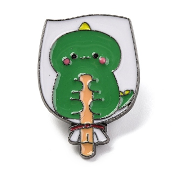 Animal Ice Cream Enamel Pins, Alloy Brooch for Backpack Clothes, Green, Dinosaur, 26x17.5x1mm