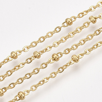 3.28 Feet 304 Stainless Steel Cable Chains, Satellite Chains, Soldered, Golden, 2.5x2x0.5mm