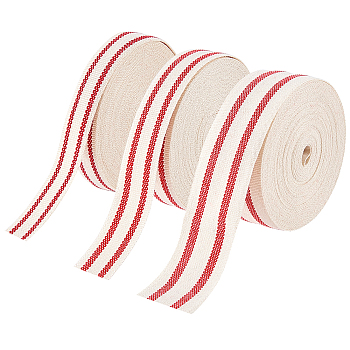 3Rolls 3 Styles Polyester Stripe Ribbon, for Gift Decoration, Beige, 3/8~1 inch(10~25mm)